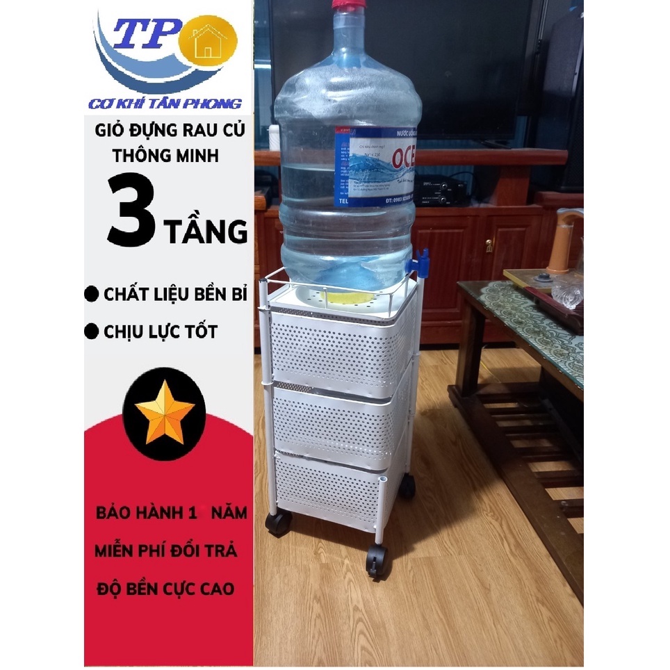KỆ VUÔNG XOAY 3 TẦNG MÀU TRẮNG,Kệ Đựng Đồ Thông Minh cao cấp Thép Carbon chịu lực tốt nhất