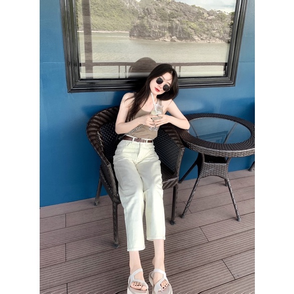 Quần bò be bagyy kèm thắt lưng siêu sang