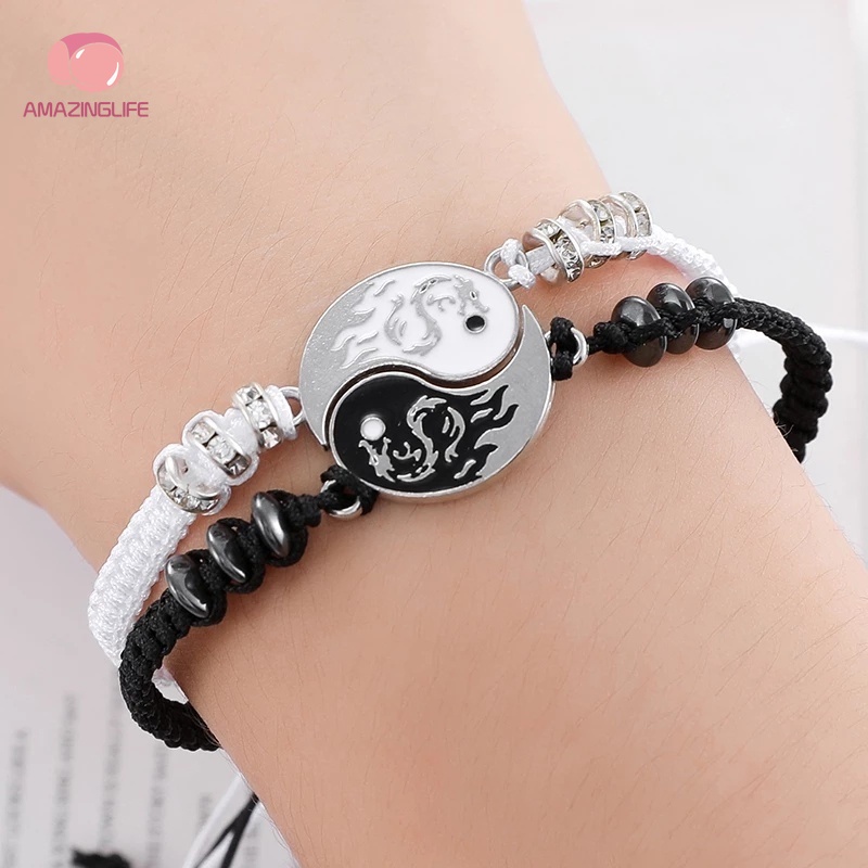 Bộ Vòng Tay / Dây Chuyền Mặt Âm Dương / Âm Dương Bằng Hợp Kim Tùy Chỉnh Thời Trang Cho Cặp Đôi
