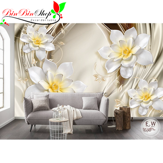 Tranh dán tường trang trí sen trắng BINBIN TTS05 (Không phai màu)