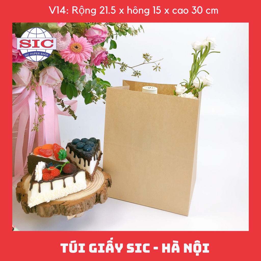 [SET 100 CHIẾC] TÚI GIẤY KRAFT V14: 21.5x15x30 cm KHÔNG QUAI ( ẢNH THẬT)