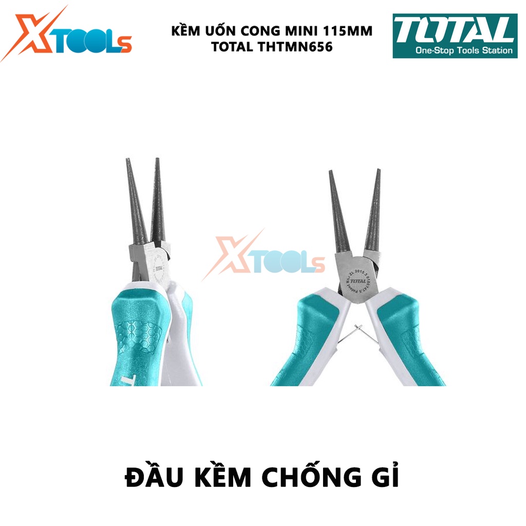 Kềm uốn vòng mini TOTAL THTMN656 Kìm uốn vòng Kích thước 4,5 &quot;/ 115mm, thép CR-V, tay cầm cách điện,bọc cao su chống trơ