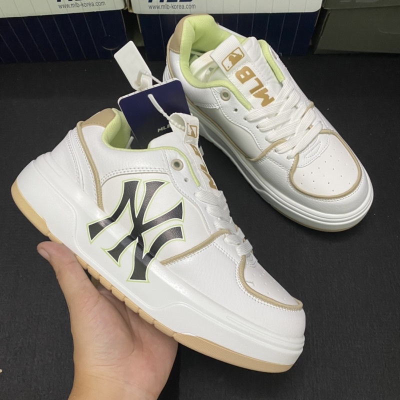 Giầy MLB chunky liner trắng nâu chất da đẹp Fullbox