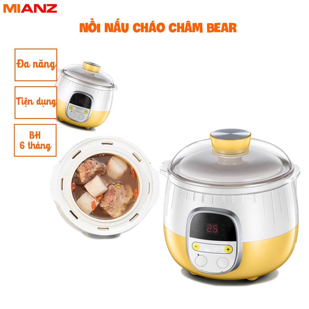 Nồi hâm cháo BEAR - Nồi nấu cháo chậm - Tặng Khăn, phích cắm, thìa, lì xì - HDSD tiếng việt - MIANZ STORE