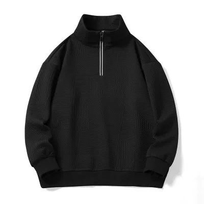 Áo sweater Tay Dài Cổ Đứng Dáng Rộng Màu Trơn Có Khóa Kéo Thoải Mái Thời Trang Xuân Thu Cho Nam