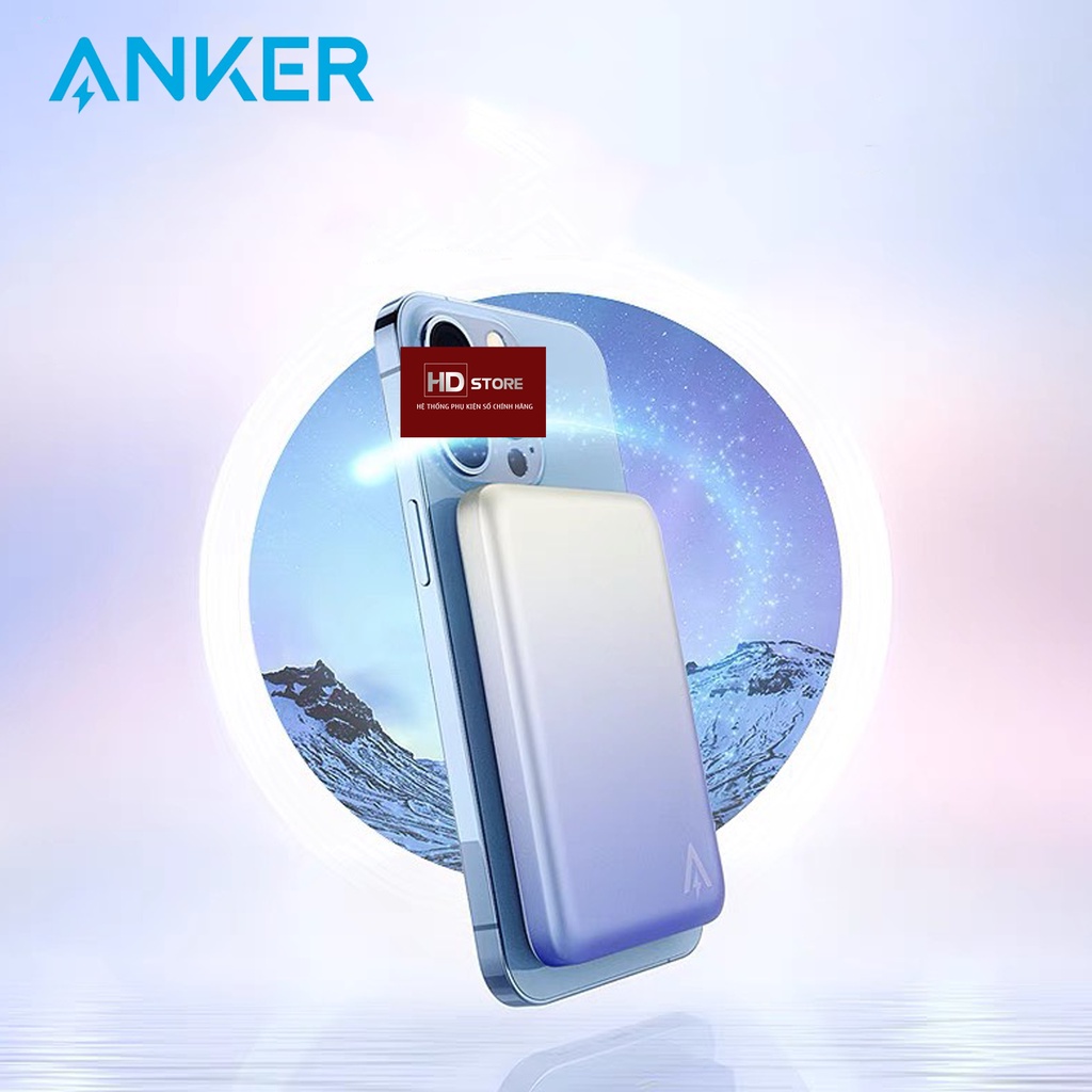 Pin Sạc dự phòng Anker Magnetic 5000mAh Seri 4 MagGo Từ Tính Không Dây Hít Lưng -  A9518 cho IP 12 13