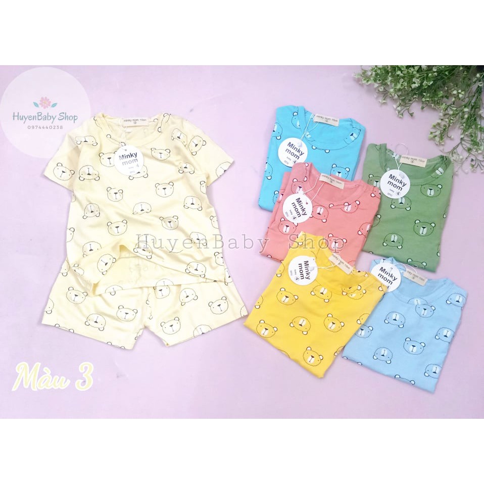 Bộ Cộc Tay Cho Bé Bộ thun lạnh Minky Mom Cộc Tay mẫu Gấu Cho Bé, Mềm mịn, Thấm Mồ Hôi ,Co Dãn Tốt (M04)