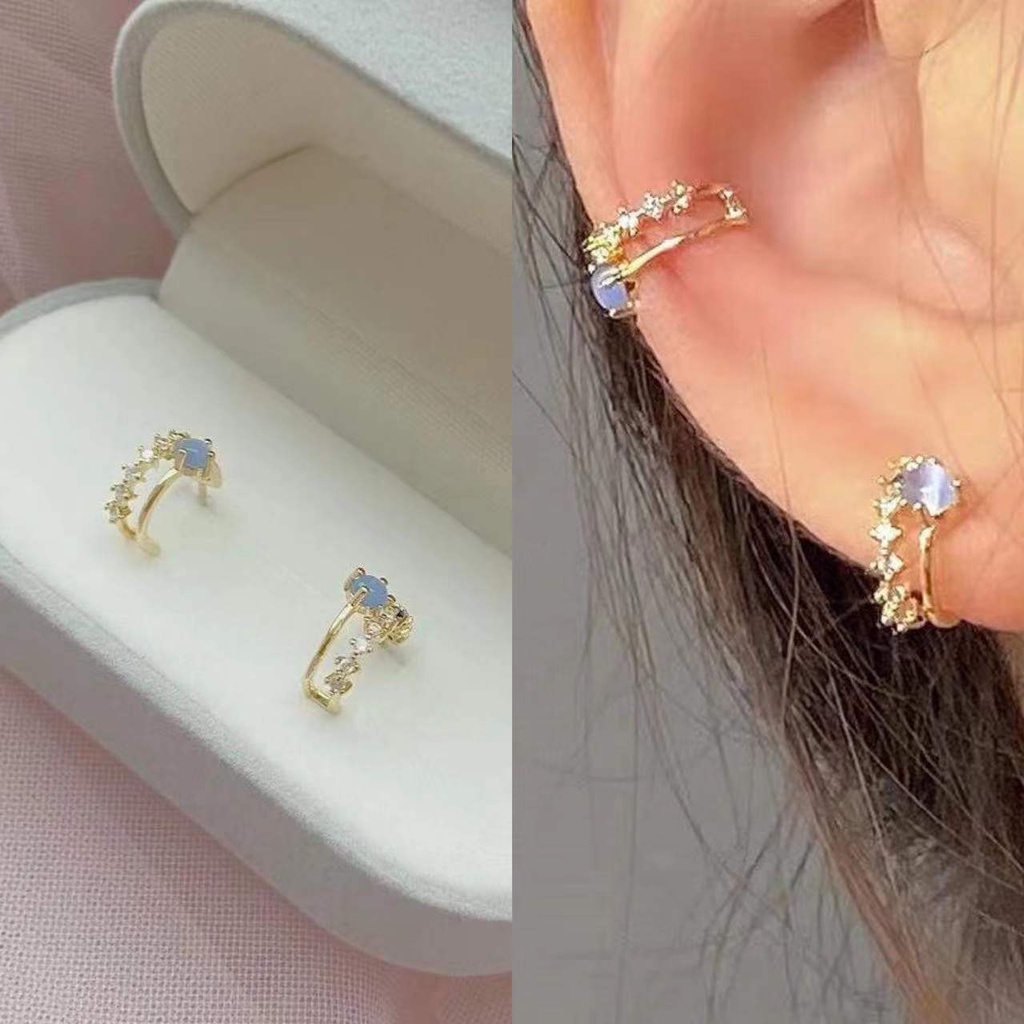 Khuyên Tai Đính Đá Opal Màu Sắc Thời Trang Cho Nữ