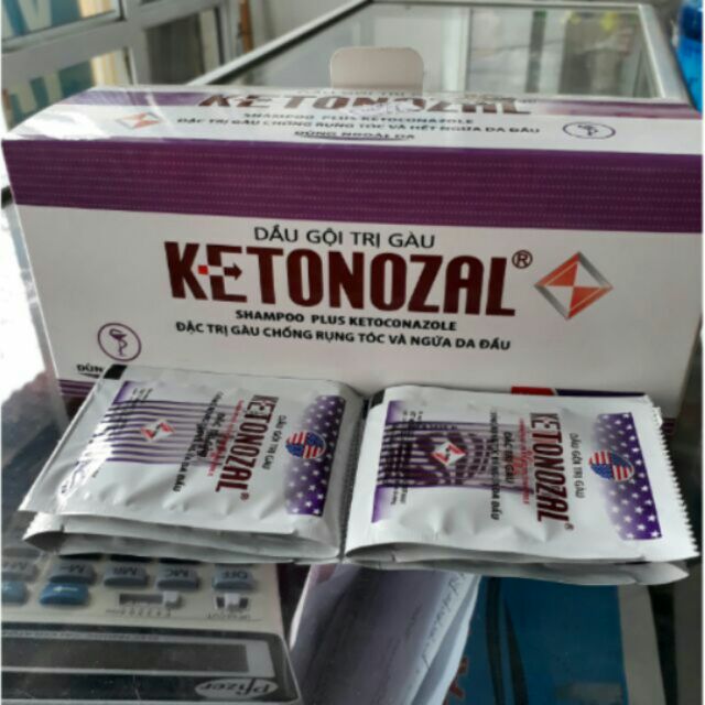 Hộp 50 gói dầu gội chuyên dụng cho gàu,nấm ngứa da đầu ketonozal