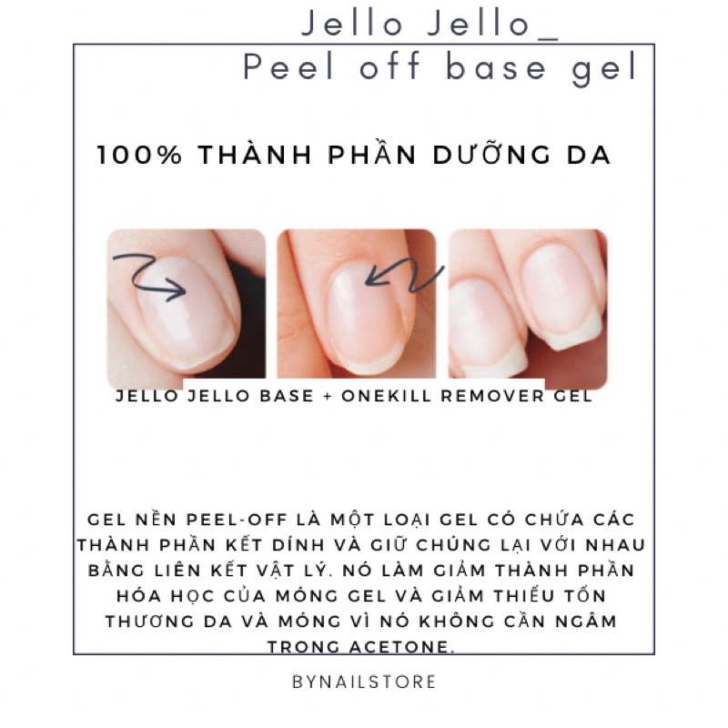 [Jello Jello] Sơn gel liên kết Peel off base gel cao cấp Hàn Quốc ( dễ tháo gel)