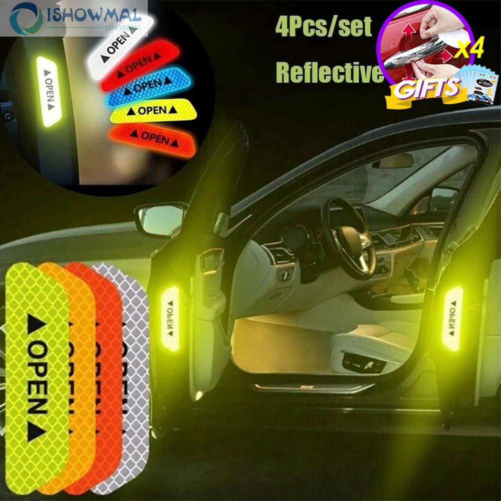Bộ 4 nhãn dán phản quang trang trí cửa xe hơi tiện lợi