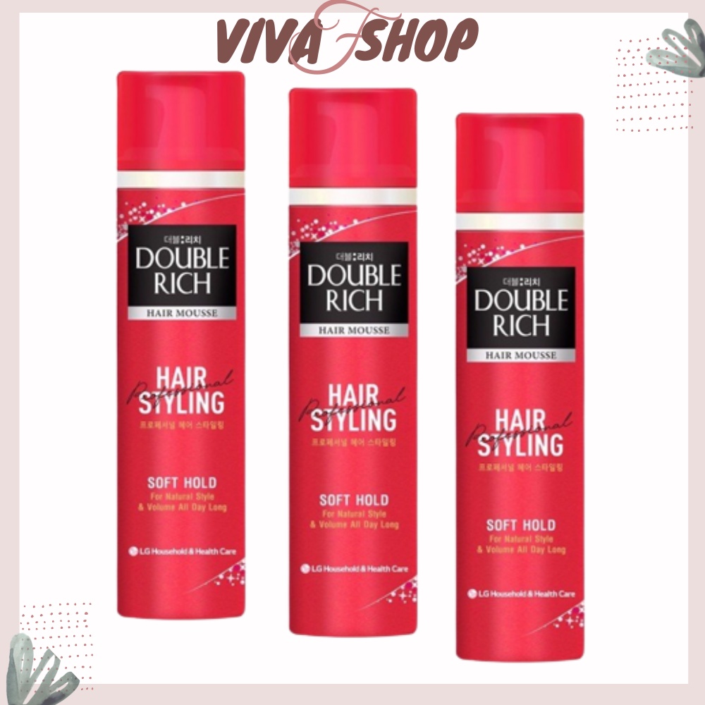 Chai Bọt Tạo Kiểu Tóc DOUBLE RICH Hair Mousse Soft Hold 150ml / Xịt Giữ Nếp Tóc Hair Spray Long Lasting Hold 170ml