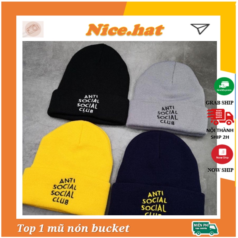 Mũ Nón Len ANTI SOCIAL CLUB ASSC phong cách hip hop thời trang đường phố 4 màu - SẴN HÀNG- L04
