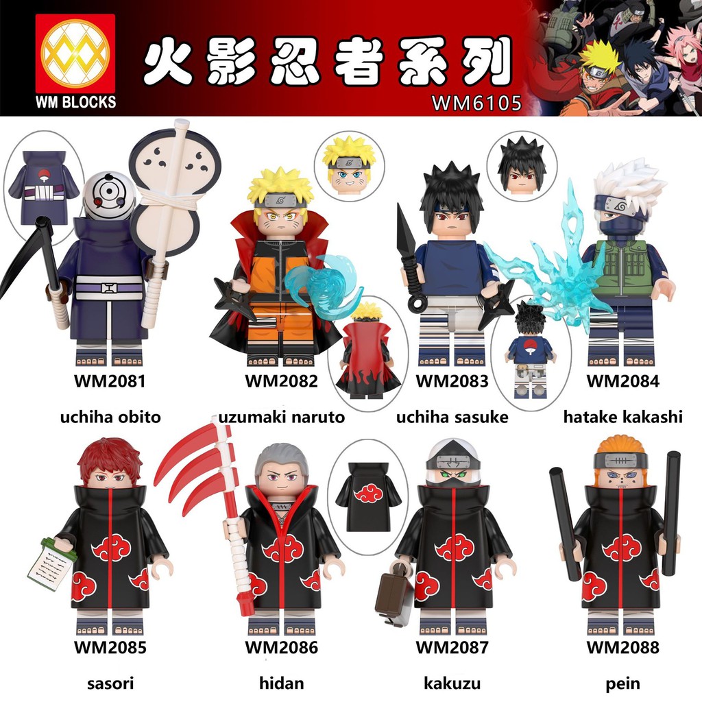 Minifigures Các Nhẫn Giả Ninja Naruto Uchiha Obito - Uzumaki Naruto - Uchiha Sasuke - Hatake Kakashi WM6105 WM6106