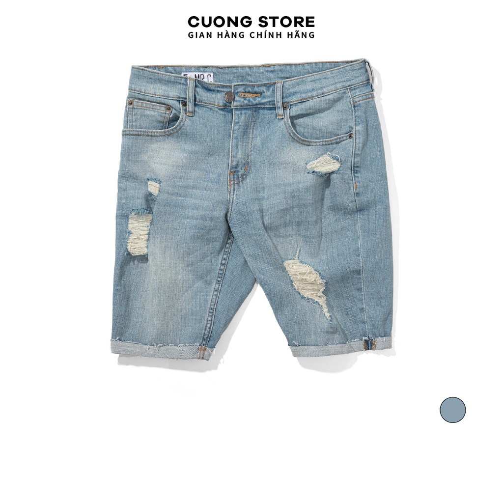 Quần short jean nam xanh rách MRC S242-SN chất cotton cao cấp, form ôm vừa vặn, tôn dáng, trẻ trung - CUONG STORE