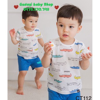 BỘ QUẦN ÁO NGẮN TAY TRẺ EM HÃNG CORDI-I HÀN QUỐC,MẪU CÁ SẤU CT112