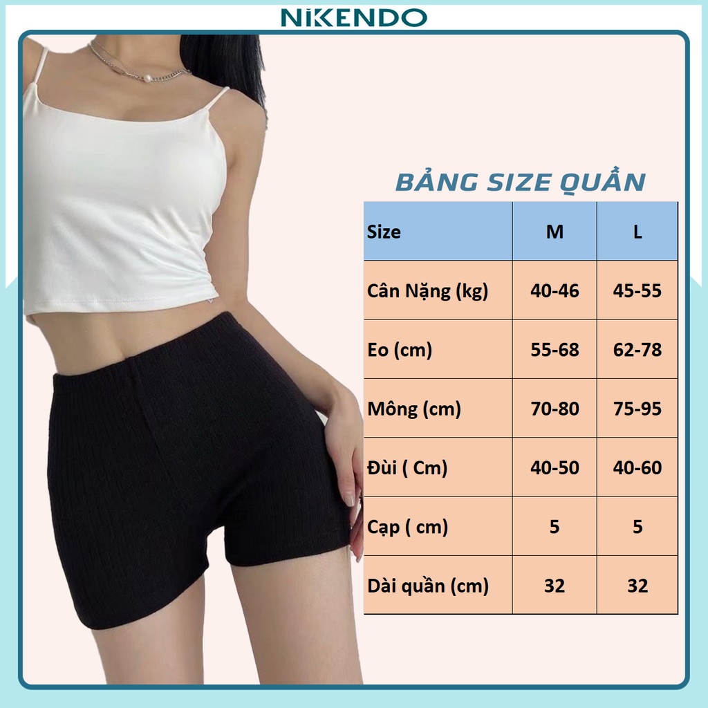 Quần Biker Short nữ cạp cao Nikendo legging đùi ngắn chất cotton thun gân tăm dày mềm mát BK1