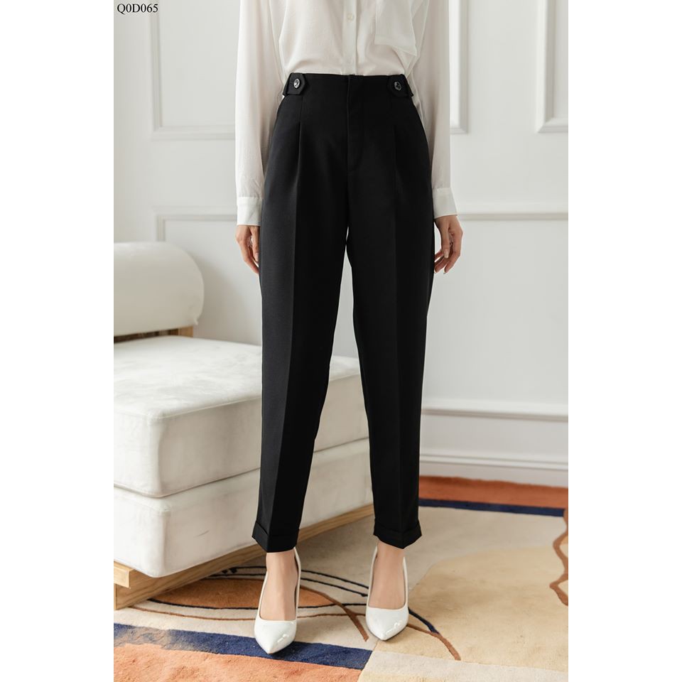 TIIN STORE Quần cạp đỉa đính khuy 2 bên gấu lơ vê by Tiin