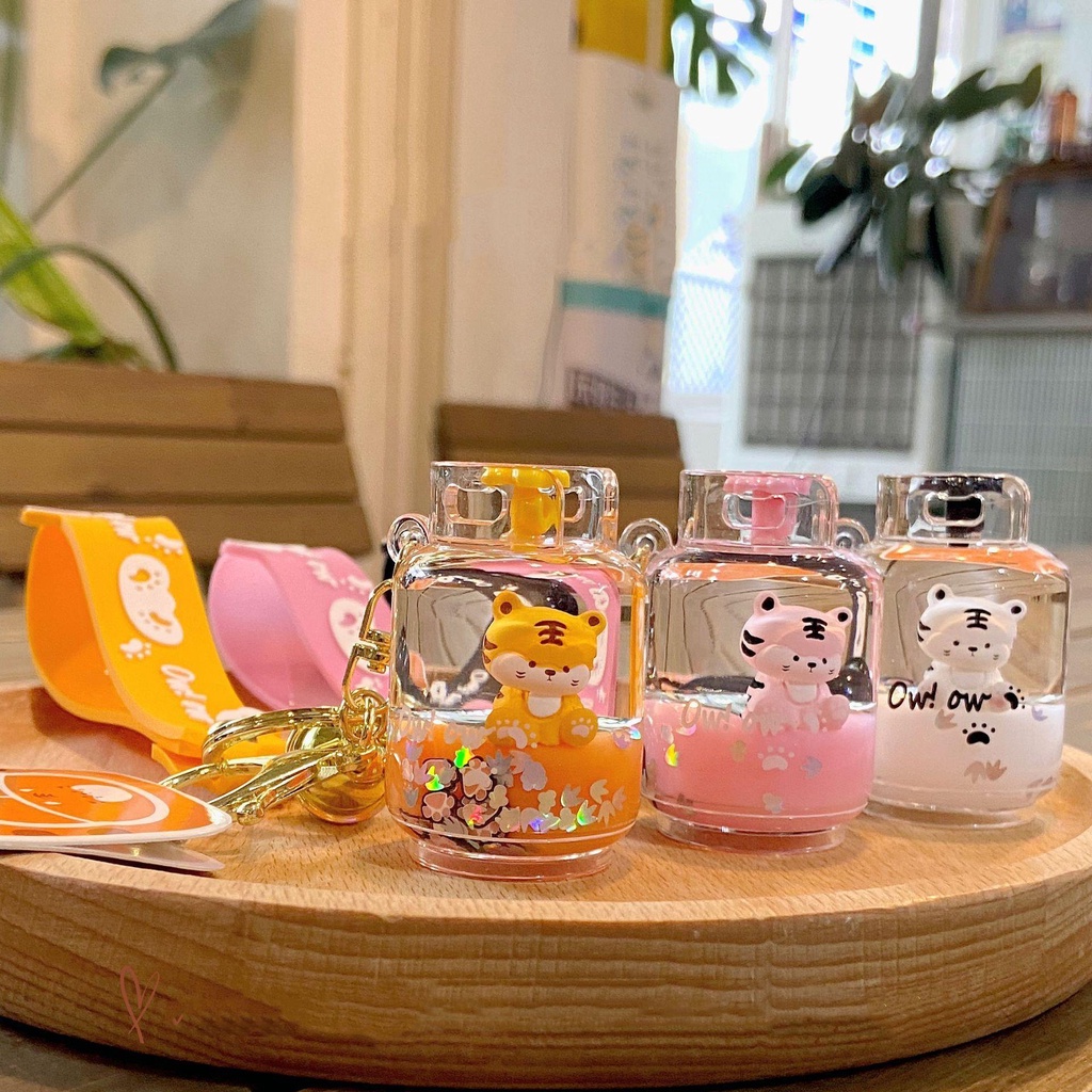 Sumu Móc Chìa Khóa Dạng Lỏng Nổi Hình Hổ Phối Cát Chảy Sáng Tạo Cho Nữ