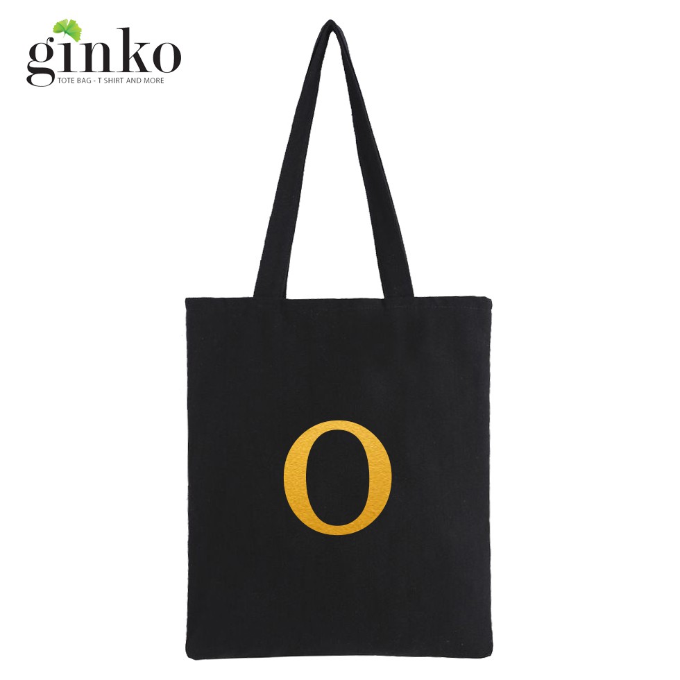 [Mã WABRBAGS giảm 20K đơn 99K] Bộ sưu Tập Túi Vải Tote Ginko Dây Kéo In Chữ Cái Từ &quot;O&quot; Đến &quot;Z&quot;