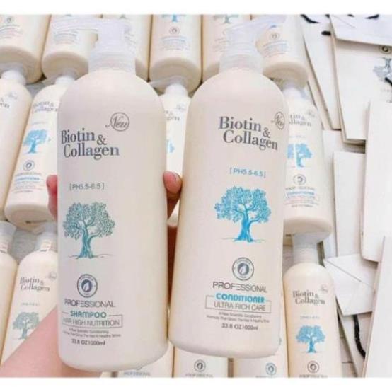 Cặp dầu gội xả biotin, cặp dầu gội xả Biotin Collagen Trắng | Giảm Rụng Tóc,Phục Hồi Tóc Khô Xơ, Hư Tổn 1000ML - thegioi