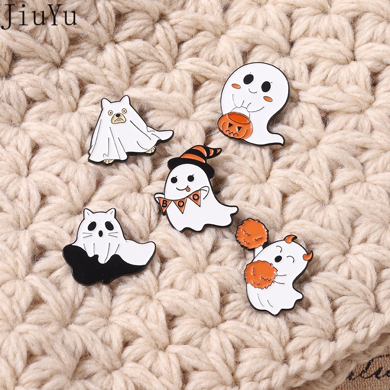 Huy Hiệu Cài Áo Kim Loại Hình Mặt Ma Halloween Jack-o-Leatern Trang Trí Ba Lô/Túi Xách Cho Bé