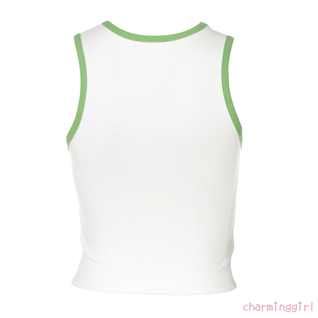 Áo Croptop Không Tay Cổ Tròn In Chữ Thời Trang Dành Cho Nữ