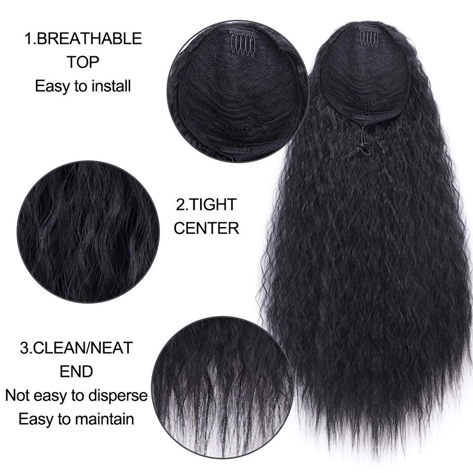 Tóc giả đuôi ngựa WIGSIN xoăn gợn sóng sợi tổng hợp 55cm thời trang