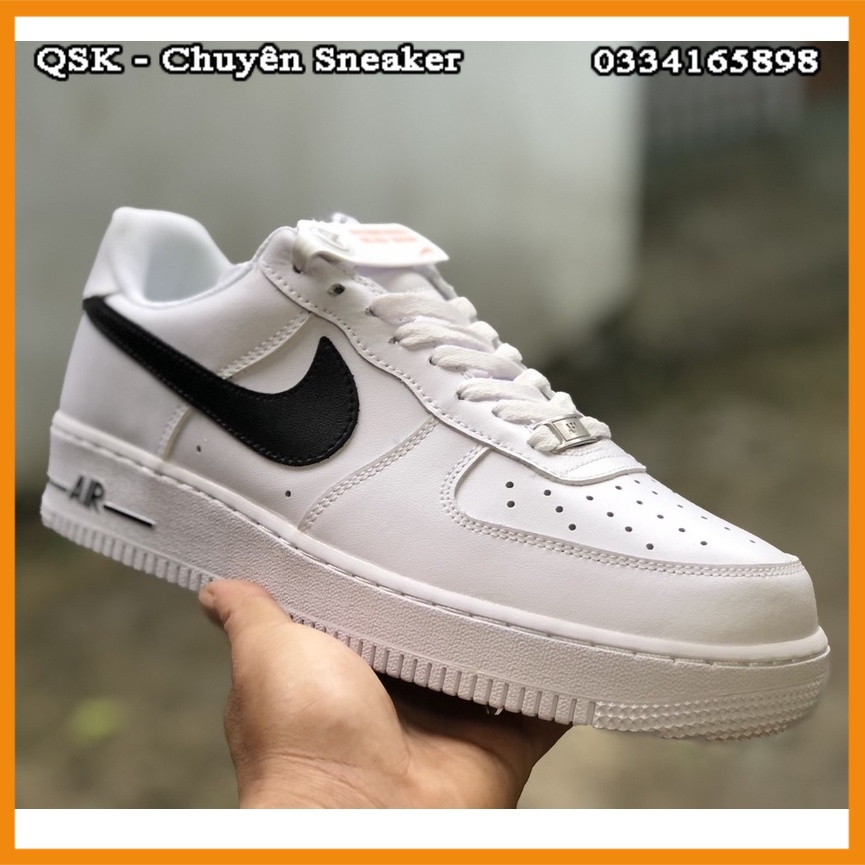 Giày Sneaker Af1 Low Đen Trắng SC Fullbox, Giày thể thao af1 Trắng đen cổ thấp gót vuông, cổ tròn dày đi cực êm