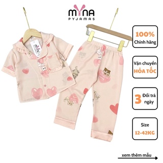 Bộ bé gái áo cộc quần dài, chất lụa mango mềm mát,có size 12-42kg - Myna Pyjamas
