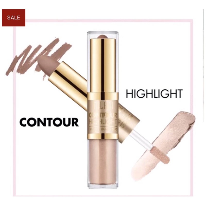 Bút tạo khối và bắt sáng Milani contour & highlight cream & liquid duo 2 đầu [Ảnh thật hình cuối]