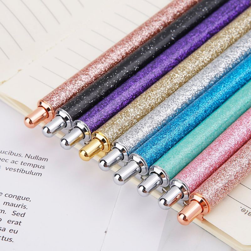 zuo✨Luxury Bling Metal Ballpoint Pen 1.0mm Glitter Oil Flow Pens Office Supplies School Stationery