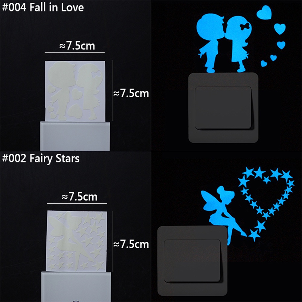 Miếng Dán Tường Trang Trí Công Tắc Đèn Họa Tiết Hoạt Hình Dạ Quang Phát Sáng Trong Bóng Tối