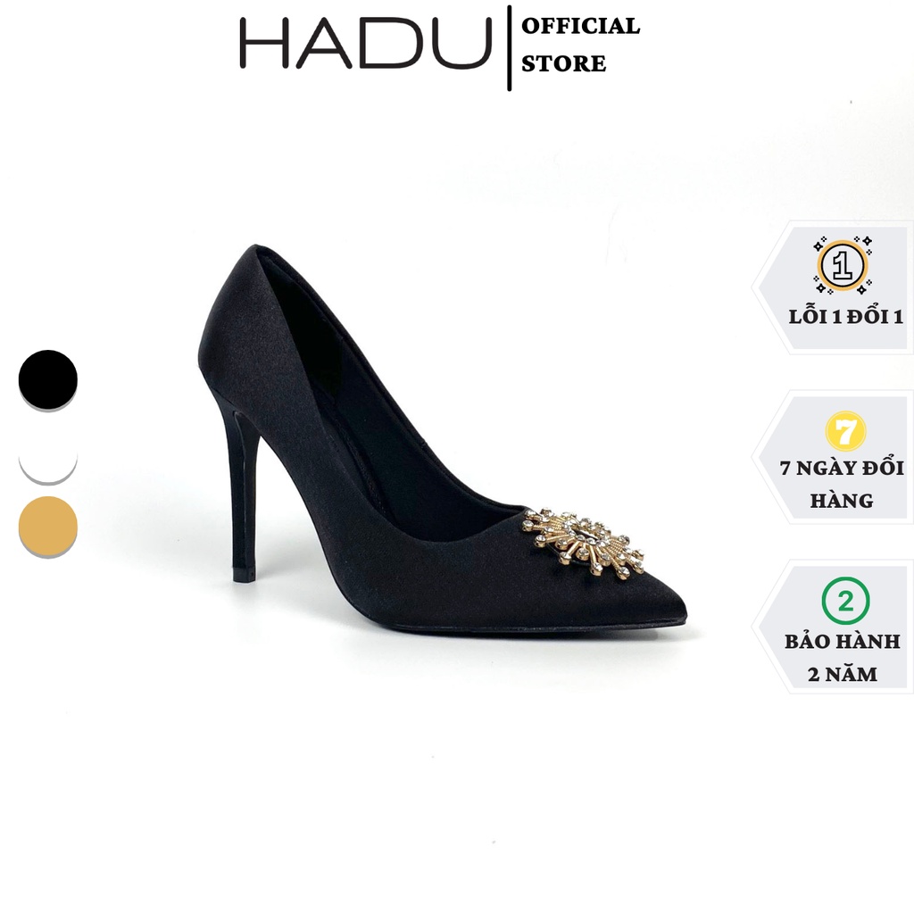 Giày cao gót mũi nhọn 9p Sunshine HADU G941 khoá mặt trời chất liệu lụa satin siêu sang