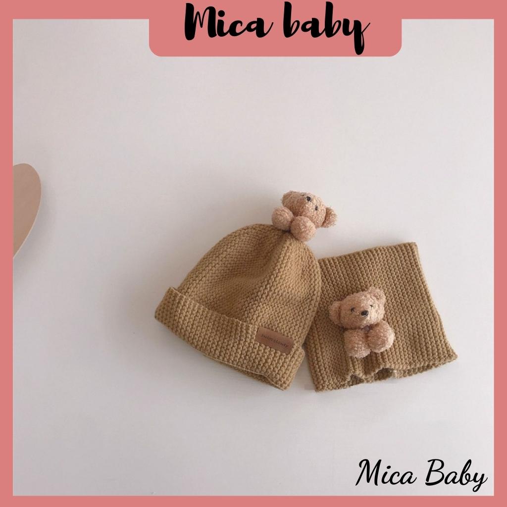 Set mũ + khăn gấu bông ấm áp, xinh xắn cho bé từ 1-5 tuổi Mica baby ML40