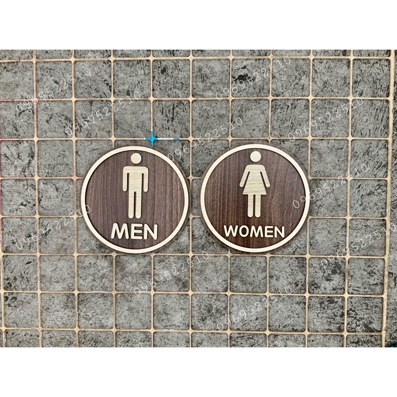 Bảng Gỗ Vintage Decor Toilet - WC Nam Nữ - Resroom Chỉ hướng nhà vệ sinh