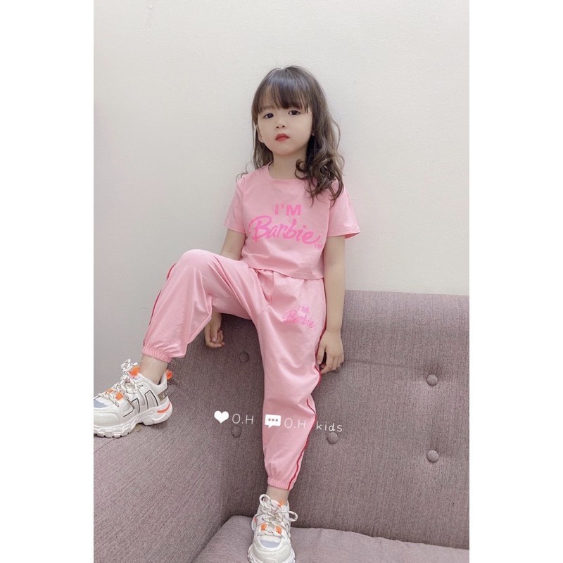 Bộ cotton bé gái phong cách hiphop từ 22-30kg ❤Bộ cộc tay bé gái