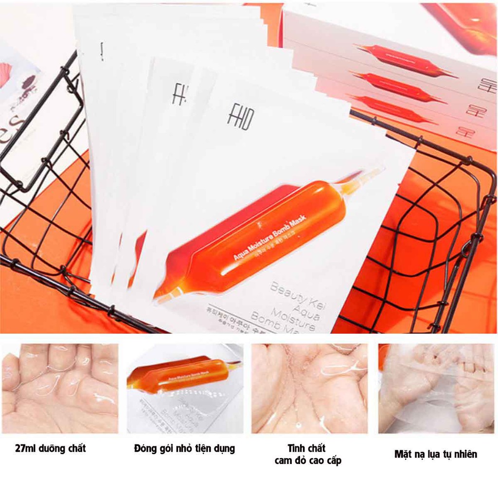 Mặt nạ chiết xuất cam đỏ FHD CẤP NƯỚC SÁNG DA CAO CẤP (TÁCH LẺ 1 MIẾNG)