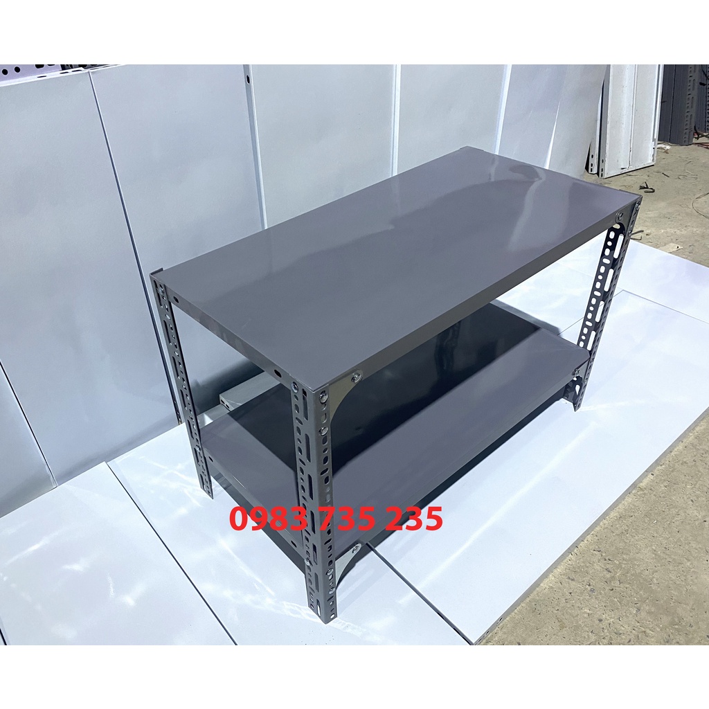 Kệ Sắt V Lỗ Đa Năng Dài 0,8m x Rộng 0,4m x Cao 0,6-0,8m x 2 Tầng – Lắp Ghép Để Đồ