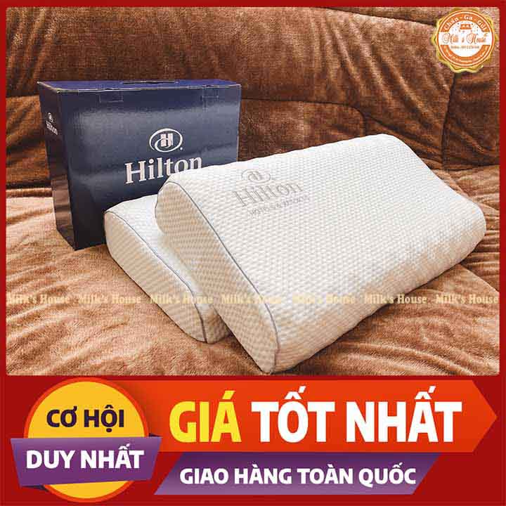 Gối cao su non HILTON  Gối cao su lượn sóng cao cấp có lỗ thoáng khí và gai massage chống đau mỏi vai gáy
