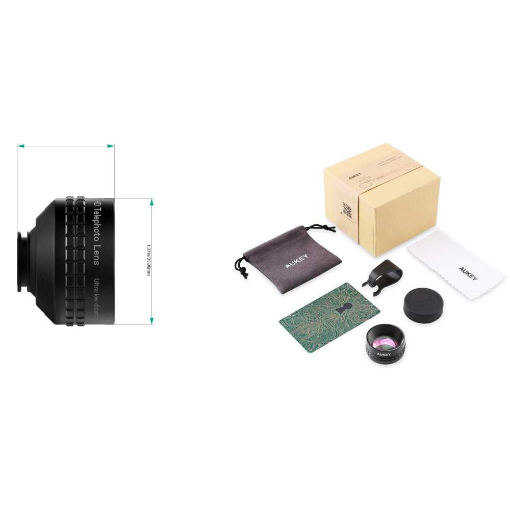 Aukey Optic Pro 2x Telephoto Lens Angle Fish Eye Pl-bl01