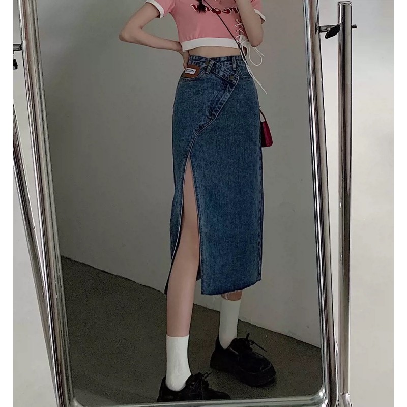 (SẴN ĐEN SIZE S) Váy jean xẻ tà ulzzang hàng cao cấp ✨✨