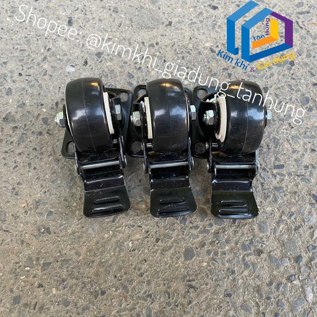 BÁNH XE ĐEN VIỀN 5CM 6CM LOẠI TỐT - Có khoá / khóa CHỐNG TRƯỢT XOAY