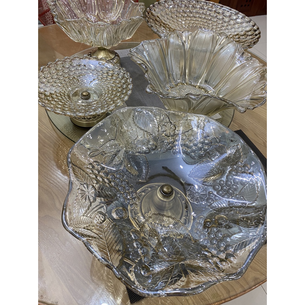 Đĩa Thủy Tinh Đựng Trái Cây, Khay Dĩa Thủy Tinh Chưng Hoa Quả Phong Cách Trung Đông