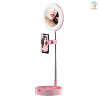 Vòng Đèn Led 3200k-6000k Màu Hồng Có Thể Gấp Gọn Và Giá Đỡ Điện Thoại Hỗ Trợ Chụp Ảnh / Trang Điểm / Live Stream