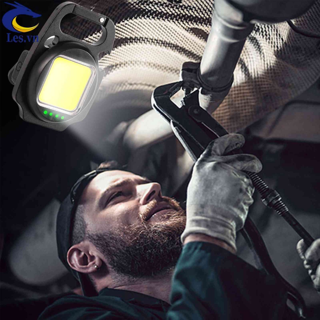 Móc Khóa Đèn LED COB 500 Lumens Bỏ Túi (Màu Đen)