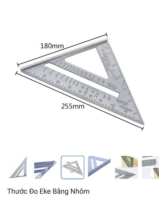 Thướt ê ke đo góc nhôm dày 4mm +180mm+ 255mm
