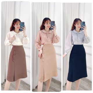 Chân váy A cúc bọc