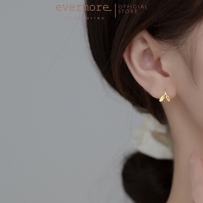 Bông tai bạc EVERMORE, khuyên tai chiếc lá bạc ý 925, phong cách thanh lịch, minimalism - H030