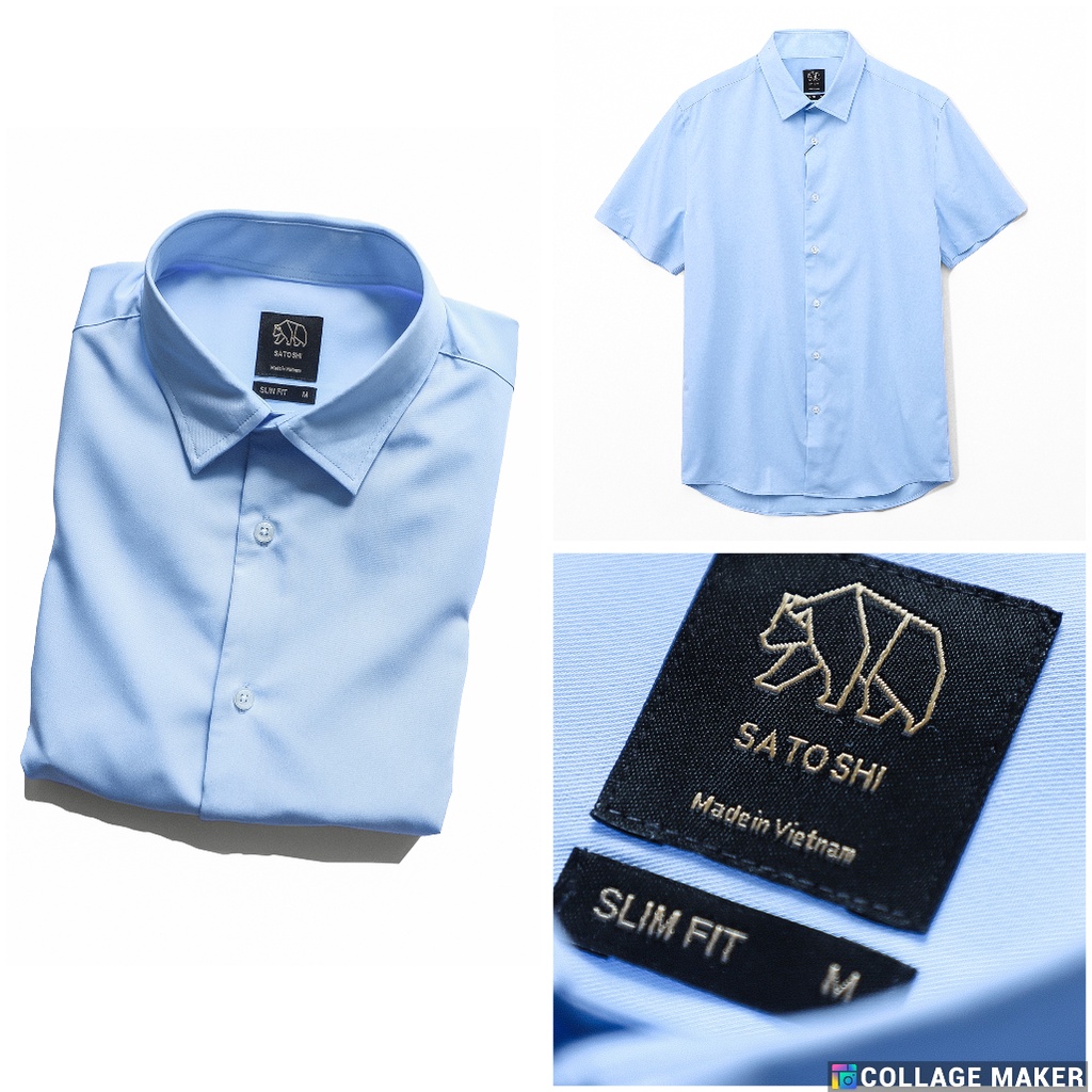 |Hẻm Store| Áo sơ mi nam Satoshi SASM49 ngắn tay chất cotton from slimfit thoải mái trơn, nhiều màu | BigBuy360 - bigbuy360.vn